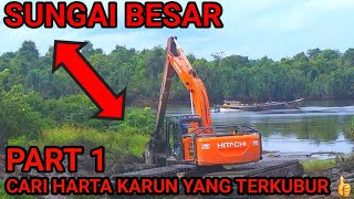 heavy equipment amphibious excavator hitachi ZaXis 210 F 5G long arm lift wood from big river sumsel [upl. by Kress]