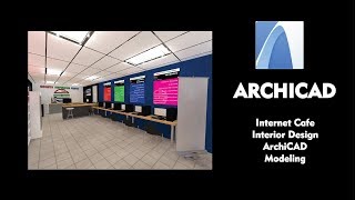 ArchiCAD Modeling  Internet Cafe  Interior Design [upl. by Asyla]