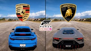 Forza Horizon 5  Porsche 911 GT3 2021 v Lamborghini Aventador LP 7804 2021 Performance Comparison [upl. by Bork]