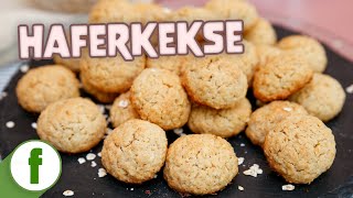 Knackige Haferflocken Kekse mit Mandeln – Einfaches Rezept für Haferkekse [upl. by Ermina]