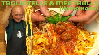 Homemade Pasta with Sicilian Meatballs  Authentic Italian Tomato Ragu [upl. by Zachery]