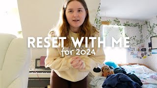 reset with me for 2024 💌🫧 goals bullet journal cleaning amp vision board [upl. by Aitel]