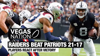 Las Vegas Raiders react after beating Patriots [upl. by Ahsilac]