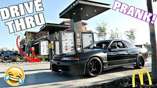 Reverse Drive Thru Prank With Right Hand Drive Nissan Skyline GTR [upl. by Cheri]