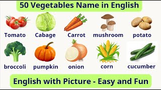 Top 50 Vegetables Name in English Common in Daly Life  English Practice englishvocabulary [upl. by Rosabelle]