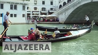 Antitourism sentiment grows in overcrowded Venice [upl. by Branch]