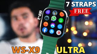 7 Straps And Airpods Gen 2 Free 🆓  WSX9 ULTRA Unboxing ⚡  ₹2499 Only 💵  Smartwatch  Watch [upl. by Enelia784]