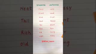 Synonym  Antonym english grammar learning education [upl. by Aloysius]