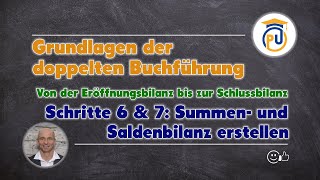 Eröffnungsbilanz bis zur Schlussbilanz  Schritte 6 und 7 Summen und Saldenbilanz erstellen [upl. by Estus]