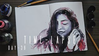 Timelapse video Day38  inkart timelapsevideo paintingtimelapse [upl. by Ellehcsor250]