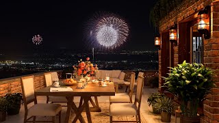 Happy new year 2023  Beautiful fireworks scene with real sound at the coffee shop [upl. by Cirilo]