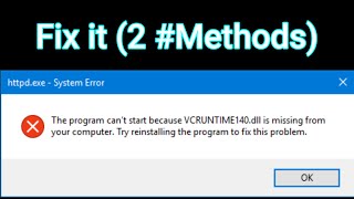 How to Fix Vcruntime 140dll Missing Error  The computer cant start because vcruntime140dll miss [upl. by Natsrik]