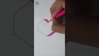 How to draw a 3d heart  3d heart drawing with colour artwork drawing shorts [upl. by Hafinah505]