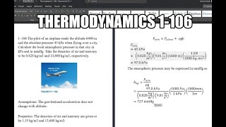 Thermodynamics 1106 The pilot of an airplane reads the altitude 6400 m and the absolute pressure [upl. by Nosnek]