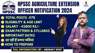 HPSSC Agriculture Extension Officer Notification 2024  HPSSC AEO Exam 2024  Exam Pattern Syllabus [upl. by Redan58]