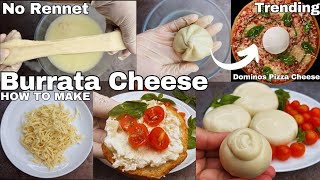 How to make Burrata Cheese at home without Rennet  Pizza CheeseMozzarella Cheese [upl. by Hovey279]