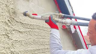 Spraying a front Gable with my K4 rendering machine [upl. by Oileduab]