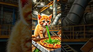 cute kitten vomiting 🤮 after eating pizza 🍕 kitten cat catstory shorts short tiktok [upl. by Aikim]