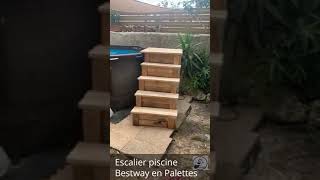 escalier piscine Bestway été 2023 en bois de palette [upl. by Straub591]