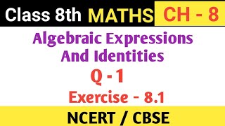 Q1 Exercise81  Algebraic Expressions And Identities  Class 8th maths  Chapter8 NCERTCBSE [upl. by Notrom]