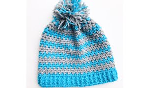 Crochet hat for men and women Moss Stitch ALL SIZES How to Crochet Easy hats 175 [upl. by Lorry]