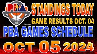 PBA Standings today as of October 4 2024  Pba Game results  Pba schedules October 5 2024 [upl. by Ecnatsnok]