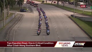 Procession for Palm Beach County motor deputies killed in crash along Southern Boulevard [upl. by Ihcas]