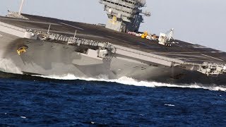 HIGH SPEED MANEUVERS US Nimitzclass SUPERCARRIER in a series of EXTREME RUDDER TESTS [upl. by Nnylsoj]