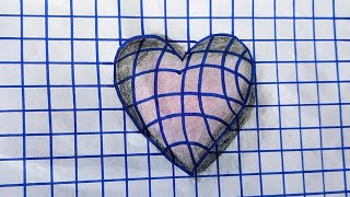 3d heart drawing heart easydrawing 3dart 3d short satisfying [upl. by Attwood]