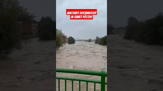 Massives Hochwasser in Sankt Pölten heavyrain hochwasser viralvideo foryou trend unwetter [upl. by Skip]