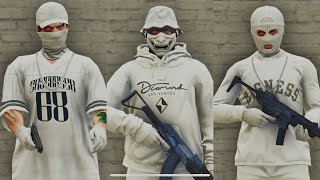 GTA V  5 Easy Tryhard Outfits Tutorial 170 White Outfits 2024 [upl. by Eimirej]