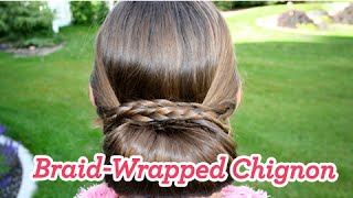 BraidWrapped Chignon  Updos  Cute Girls Hairstyles [upl. by Eardnaed]