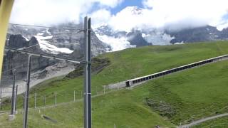 Riding the Jungfraujochbahn downhill to Kleine Scheidegg [upl. by Mar]