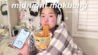 MIDNIGHT MUKBANG ep1 Cooking Korean convenience store food at 1am [upl. by Qidas]