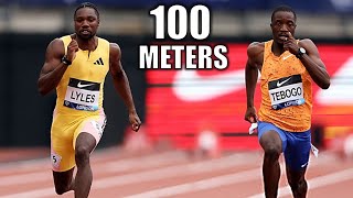 Noah Lyles Clashes With Letsile Tebogo In Epic 100 Meter Dash  2024 London Diamond League [upl. by Elyrehc]