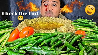 ASMR MUKBANG Eating Big Rice With Chicken Curry Salang And Chilli Eating  Check the End 😁 [upl. by Gerdi]