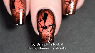 Glowing Halloween round gradient cat nail art [upl. by Saraiya]