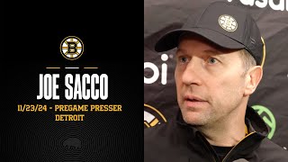 Sacco Speaks Ahead of Bruins Matchup vs Red Wings in Detroit [upl. by Zoi125]