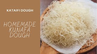 How To Make Kunafa Dough Homemade Kataifi Pastry  Shredded Phyllo Dough [upl. by Eanahs]