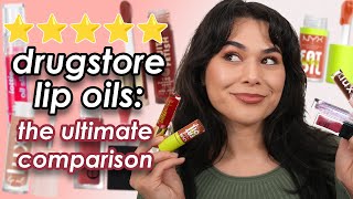 Top 5 Highest Rated Drugstore Lip Oils TESTED  Review amp Swatches 👄✨ [upl. by Eilla]