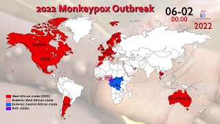 The Spread of Monkeypox in 2022 Map Timelapse [upl. by Vaules455]