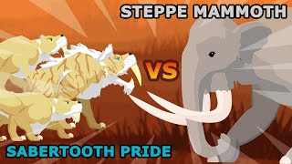 Sabertooth Tiger vs Steppe MammothPrehistoric Animals Tournament S1 Prehistoric Animal Animation [upl. by Ymeon192]