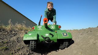 Playing in the dirt with kids tank and tractors  Tractors for kids [upl. by Eri]