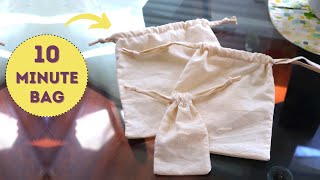 Easy drawstring bag in 10 minutes Great for scraps ✂️ [upl. by Leyameg]