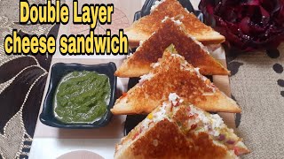 Double Layered cheese sandwich on tawa in 5 Minutes  Street Style Cheesy And Easy Sandwich [upl. by Darnok]