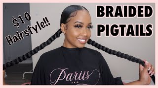 BRAIDED PONYTAIL  PIGTAILS USING BRAIDING HAIR [upl. by Inafit559]