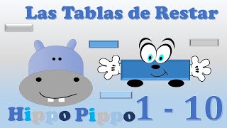 Aprende las tablas de restar del 1 al 10 para niños  Números para niños [upl. by Krissie]