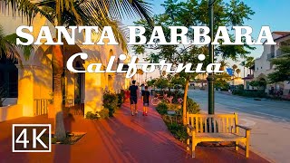 4K Sunset Walk from State St to Stearns Wharf in Santa Barbara California [upl. by Esetal]