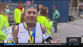 Runners Emotional At Boston Marathon Finish Line [upl. by Eintirb543]