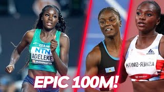 Rhasidat Adeleke DESTROYS Julien Alfred amp Dina AsherSmith in Epic 100m  Track and Field 2024 [upl. by Zebulen391]